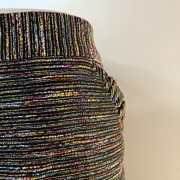 Ann Taylor Loft Women's Black Multi Stripe Tweed Skirt - Size 14 - Picture 2 of 5